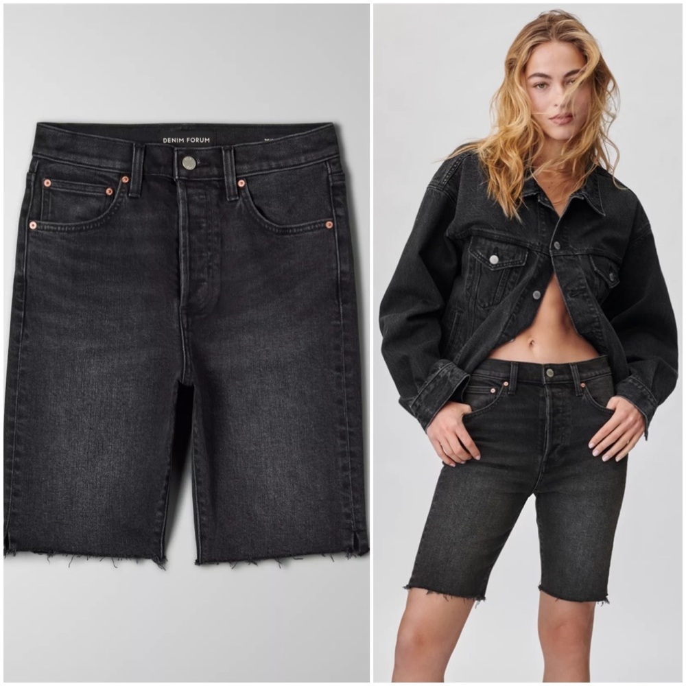 Aritzia Denim Forum THE YOKO Black  Denim Bermuda Shorts